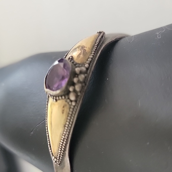 Vintage Libetiu Style sterling & Amethyst Cuff
